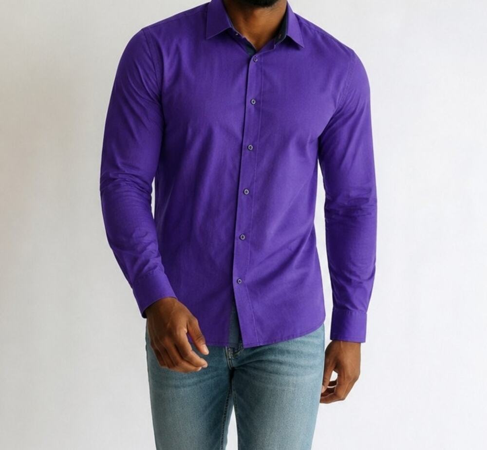 Tranquility Mayhem Men's Large Purple Long Sleeve Button Up Dress Shirt